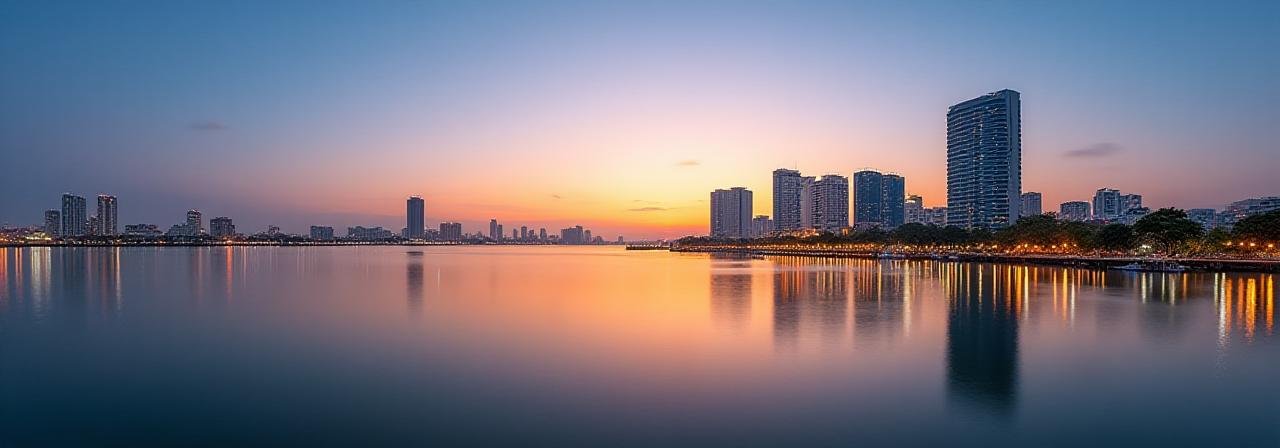 Panoramic view of Manila skyline near Baseco Esplanade showing the financial district context