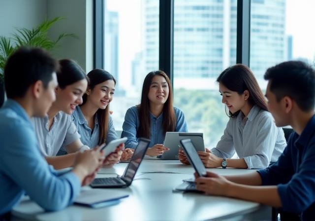 Students collaborating in a modern financial workshop in Manila